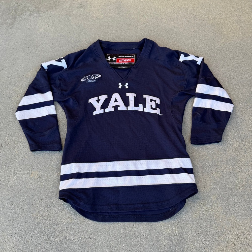 Under Armour Yale University Hockey Jersey Youth Small Navy‎ Blue ECAC HeatGear